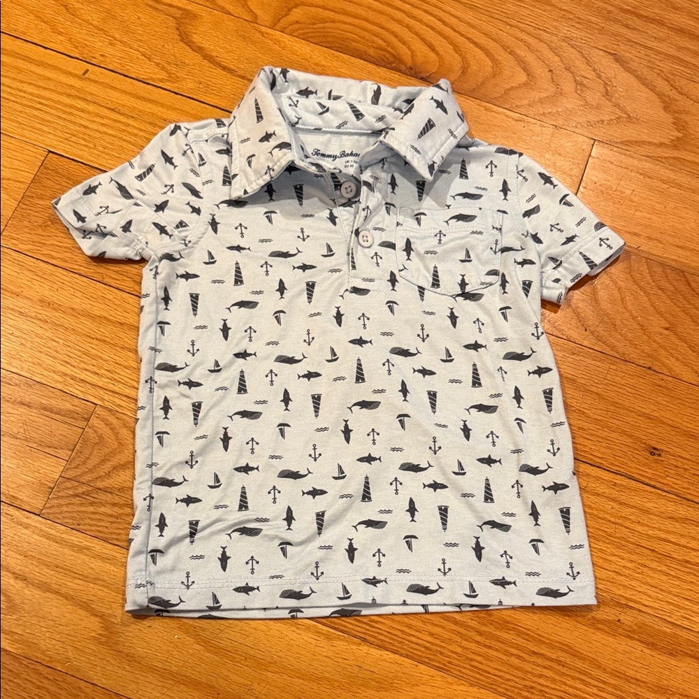 Tommy Bahama Light Gray Nautical Polo